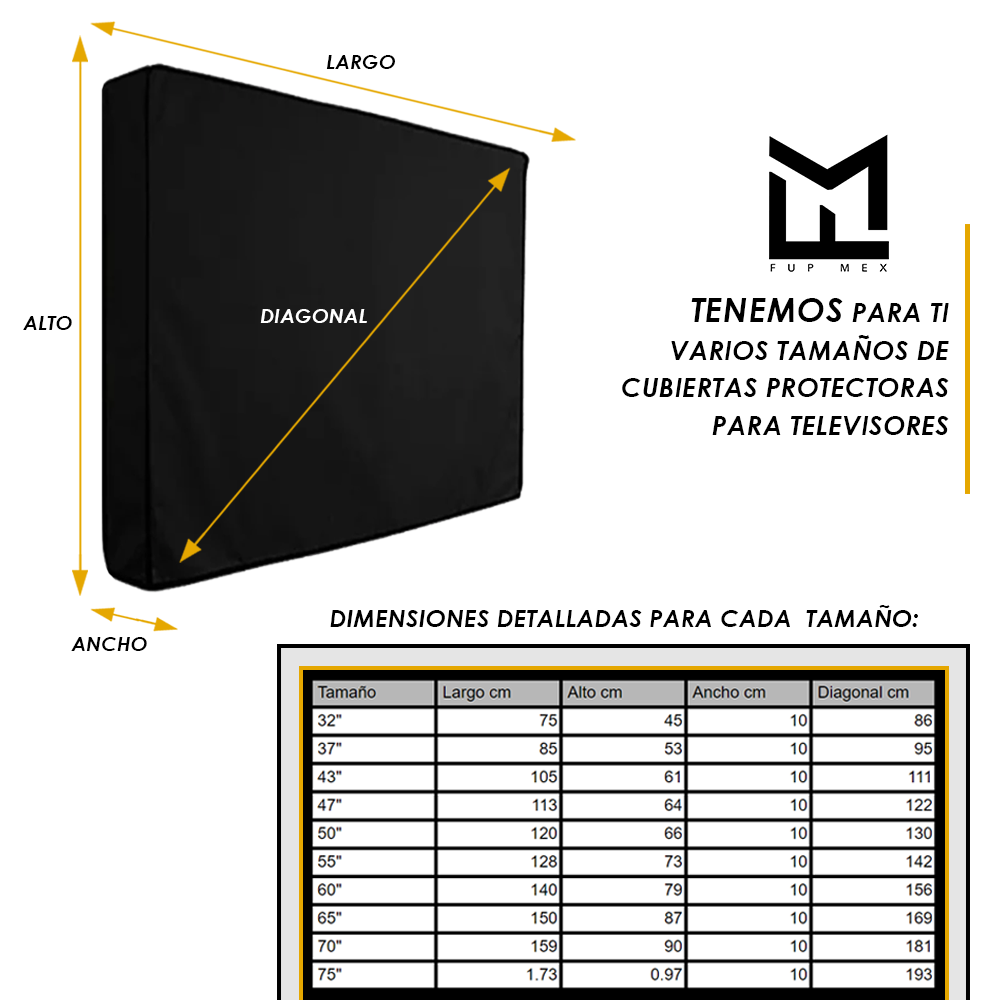 Funda Impermeable Negra Para Tv 75 Calidad Plus